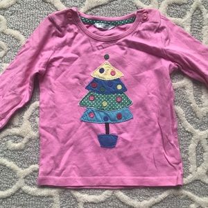 Baby Boden Christmas tree appliqué shirt